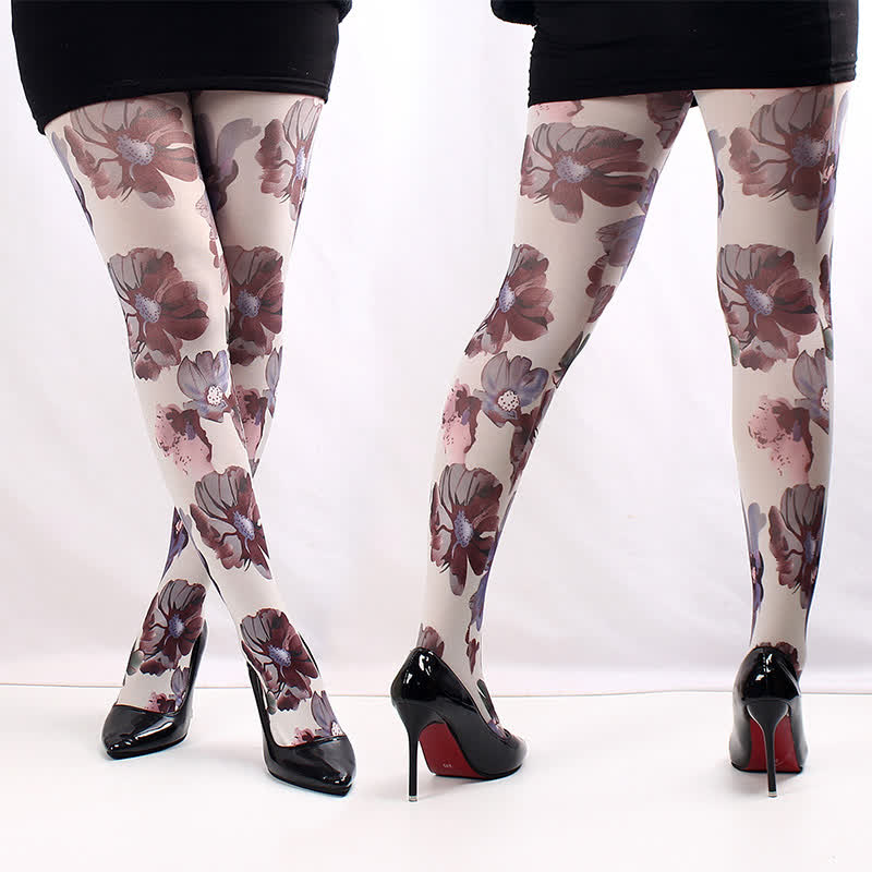 Floral Butterfly Print Pantyhose - B - One Szie - image 4