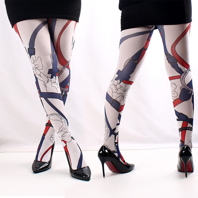 Floral Butterfly Print Pantyhose - C - One Szie - image 6