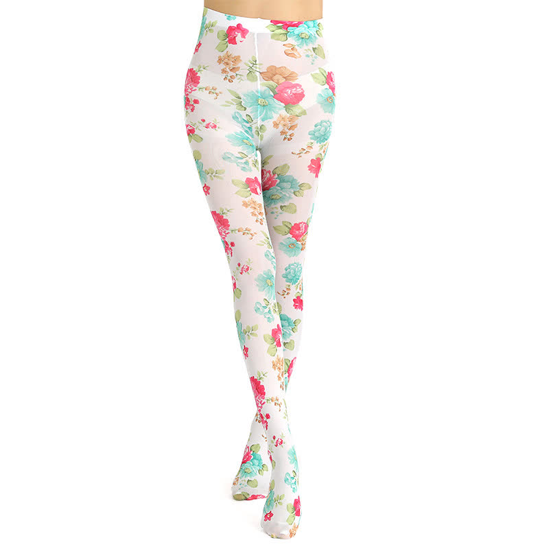 Vintage Floral Leopard Print Pantyhose - image 11