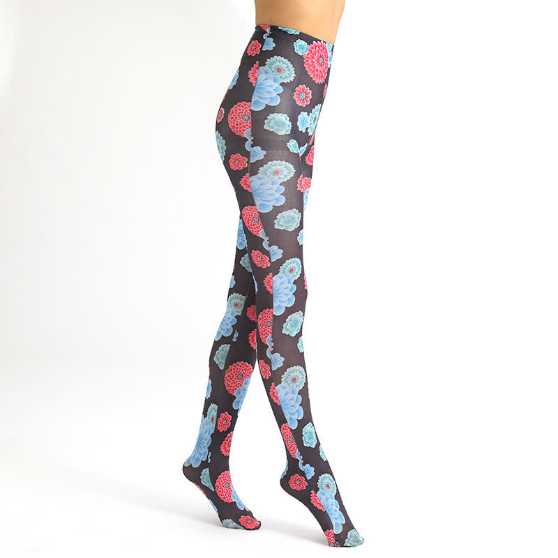 Vintage Floral Leopard Print Pantyhose - image 13