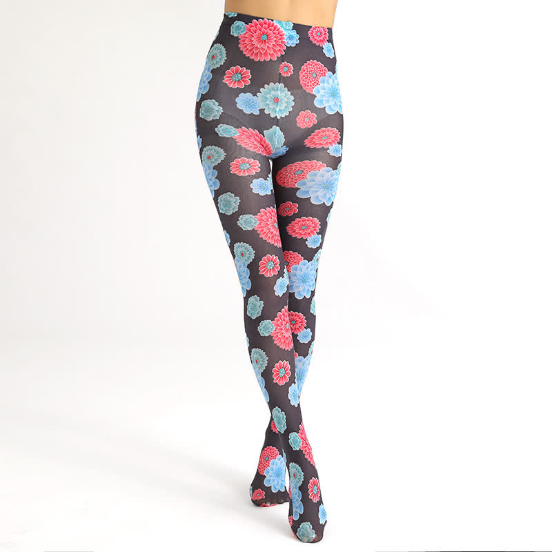 Vintage Floral Leopard Print Pantyhose - E - One Szie - image 12