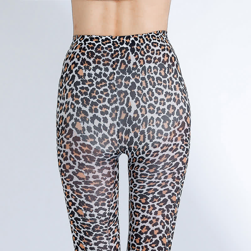Vintage Floral Leopard Print Pantyhose - image 4