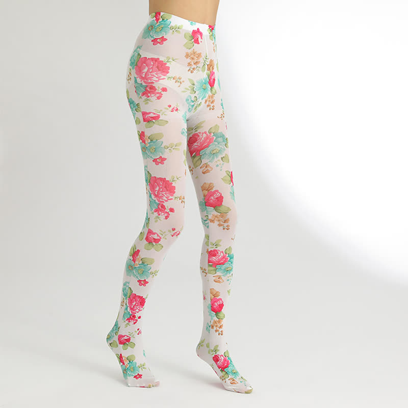 Vintage Floral Leopard Print Pantyhose - D - One Szie - image 10