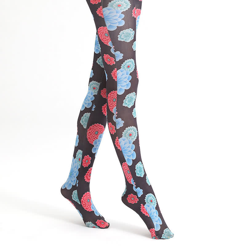 Vintage Floral Leopard Print Pantyhose - image 15