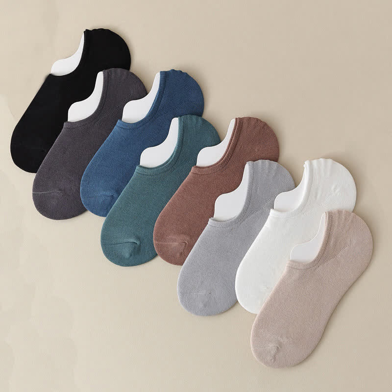 Plus Size Solid Color Stretch No Show Socks(8 Pairs)