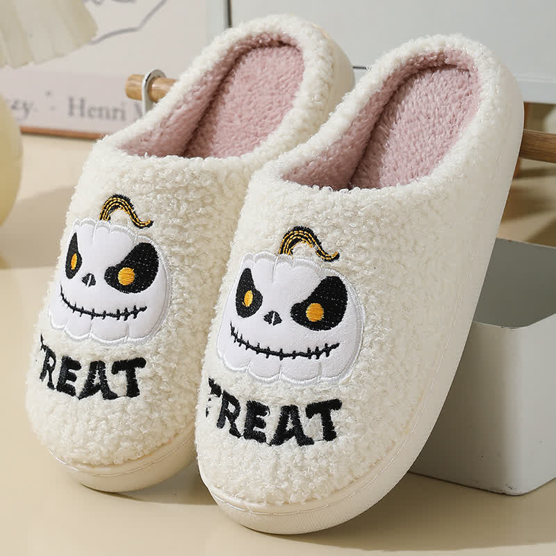 Plus Size Cartoon Pumpkin Indoor Slippers - White - EU43-44(US9-10) - image 5