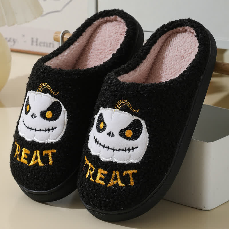 Plus Size Cartoon Pumpkin Indoor Slippers - Black - EU43-44(US9-10) - image 3