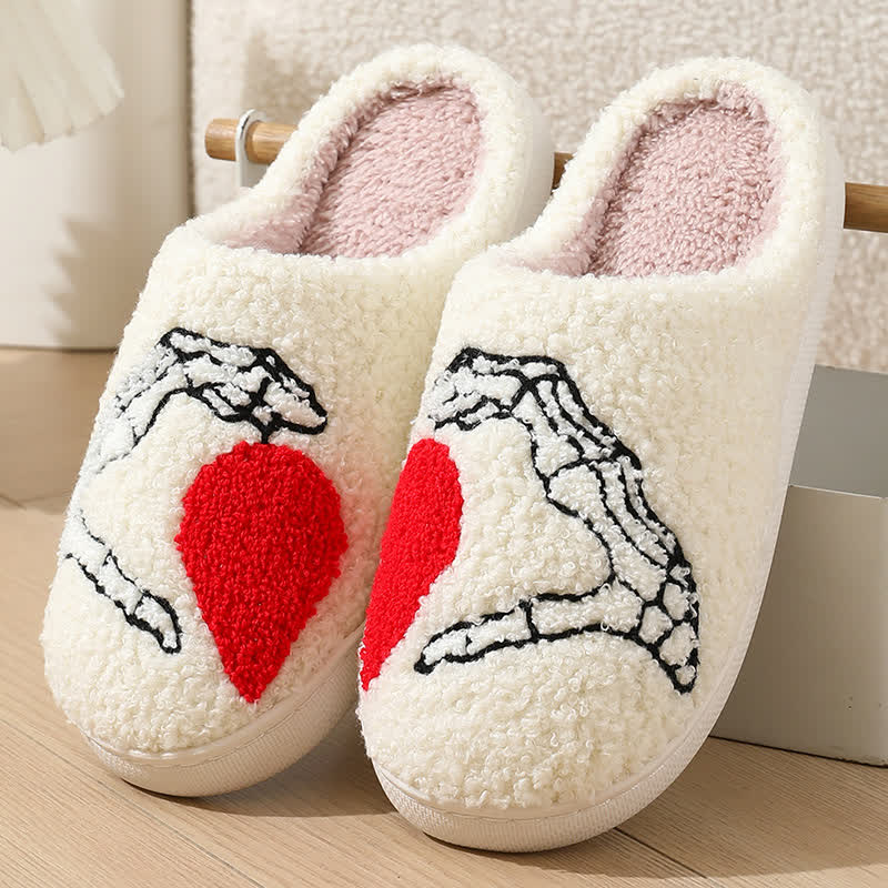 Plus Size Cartoon Skeleton Hand Heart Slippers - White - EU43-44(US9-10) - image 5