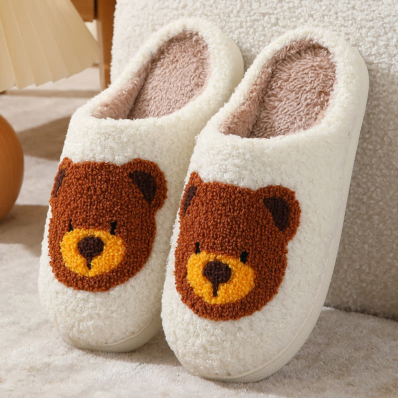 Plus Size Cartoon Bear Print Indoor Slippers - White - EU42-43(US8.5-9) - image 2