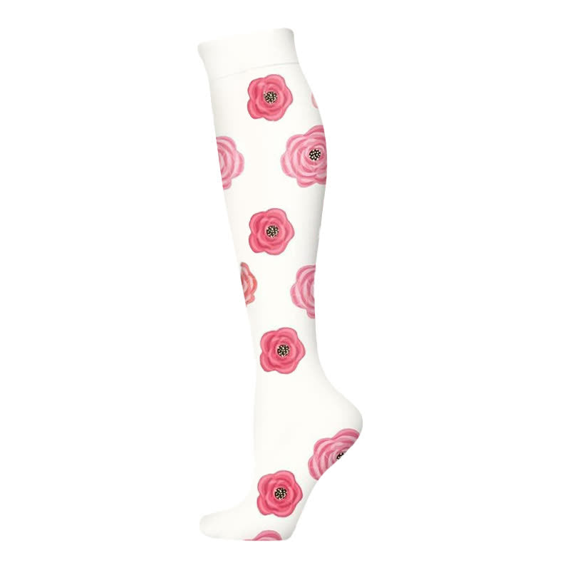 Blooming Flowers Series Compression Socks(6 Pairs) - White-A - S/M - image 2