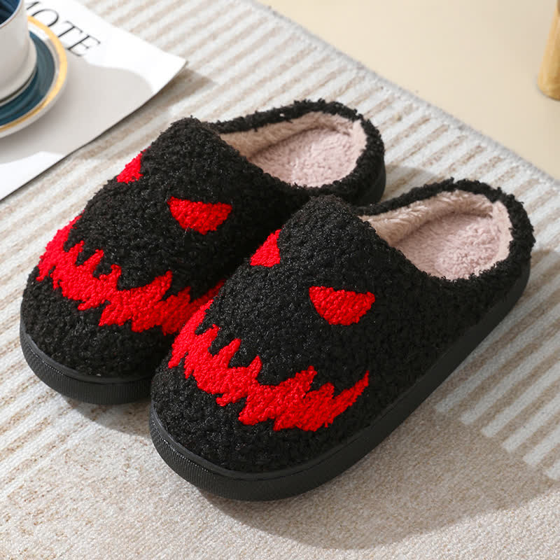 Plus Size Halloween Ghost Face Print Slippers - Black - EU43-44(US9-10) - image 2