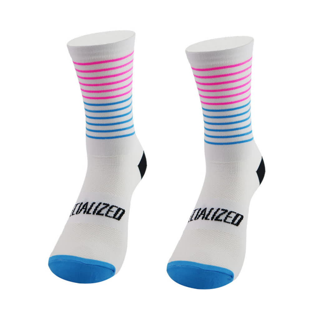 Stripe Print Cycling Quarter Compression Socks(4 Pairs) - White - EU38-45(US5-11) - image 8