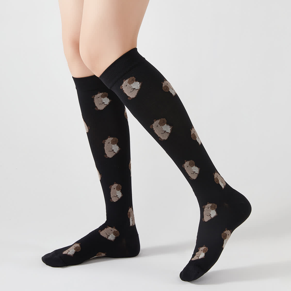 Fruit Animal Print Compression Knee High Socks(4 Pairs) - Black - EU37-42(US4-8.5) - image 5