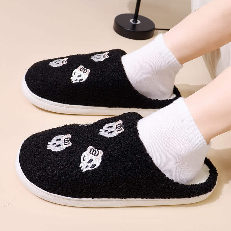 Plus Size Halloween Cute Skull Print Slippers - image 2