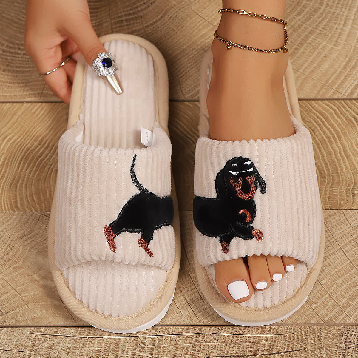 Plus Size Cute Dachshund Slippers - Khaki - EU43-44(US9-10) - image 8