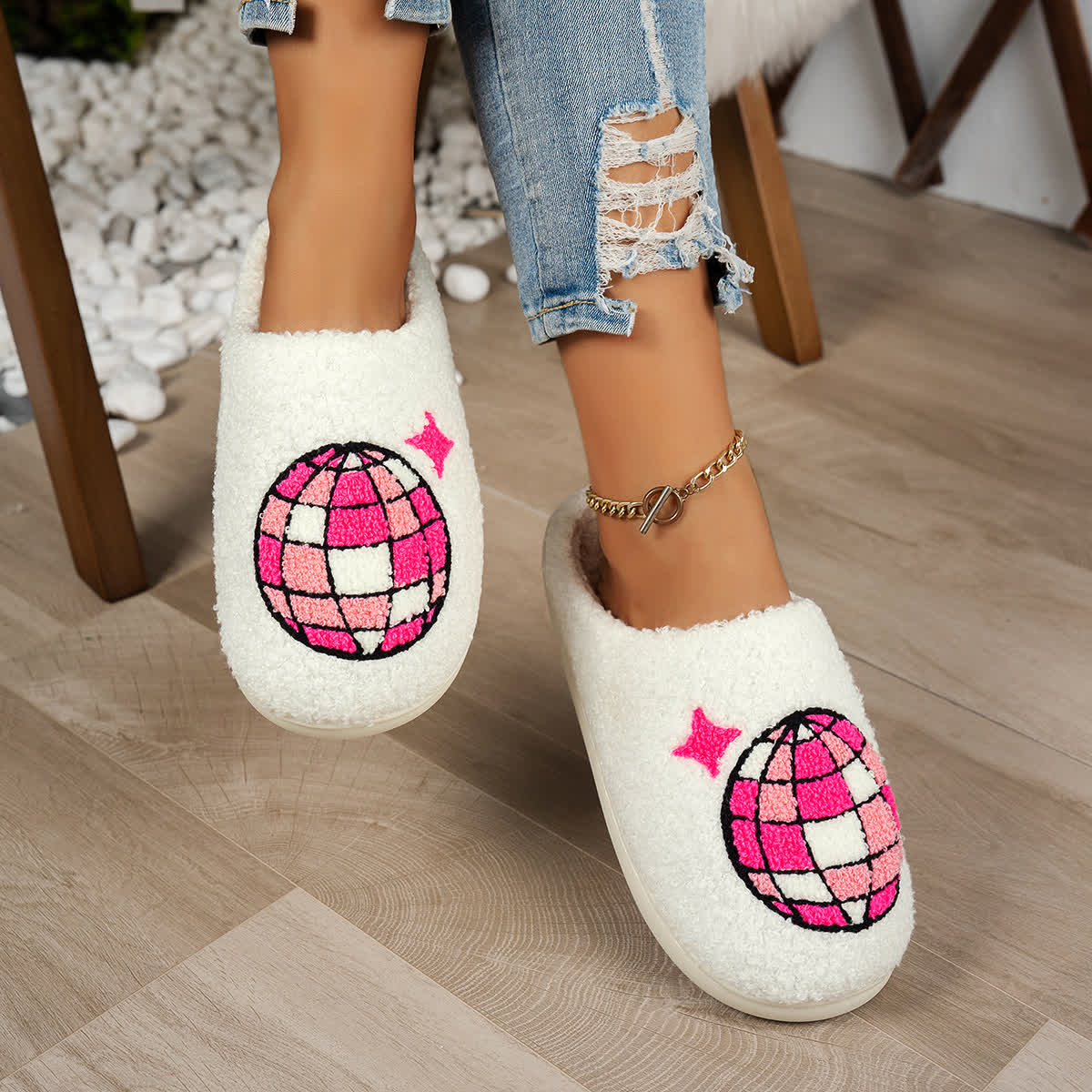 Plus Size Disco Ball Print Slippers - image 10