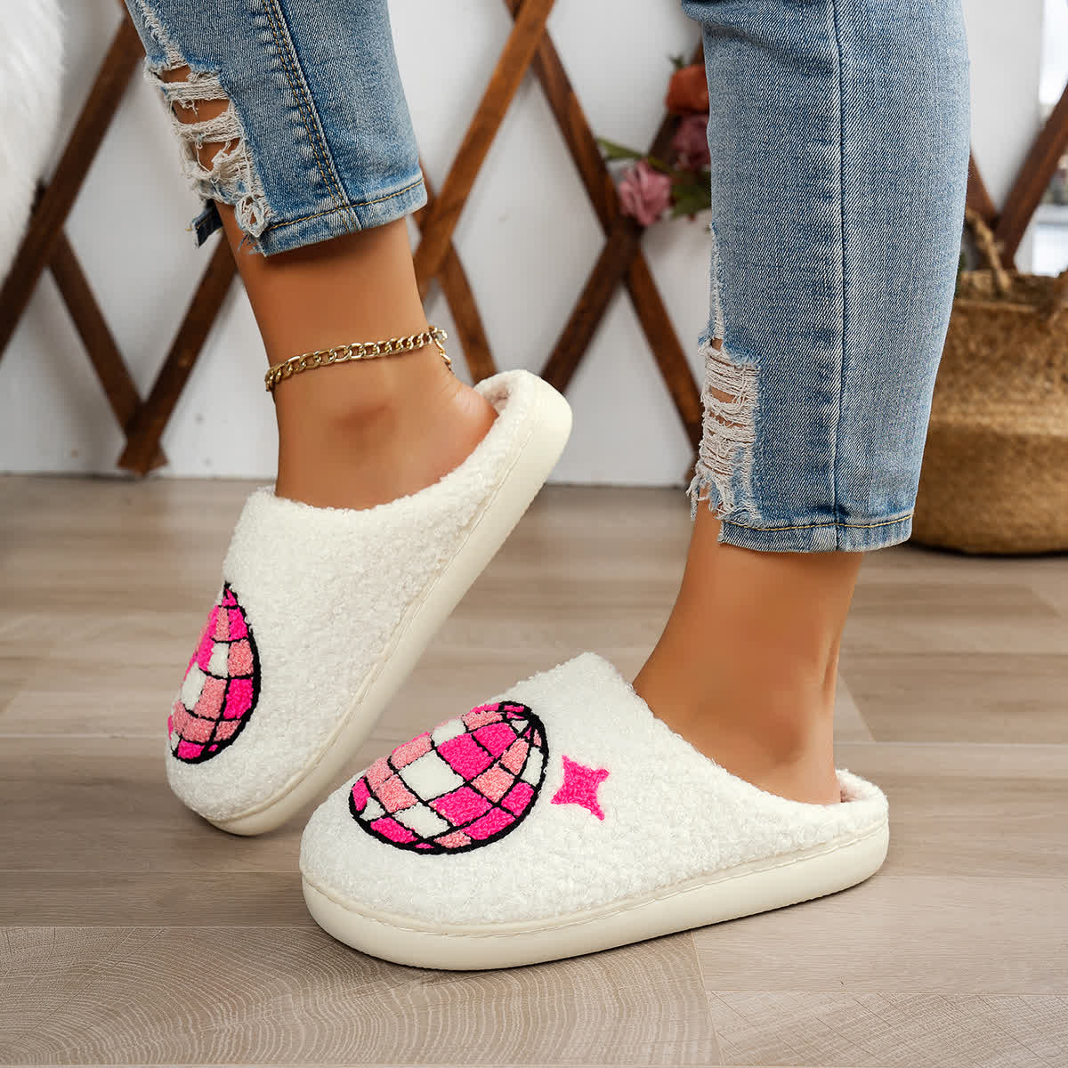 Plus Size Disco Ball Print Slippers - image 12
