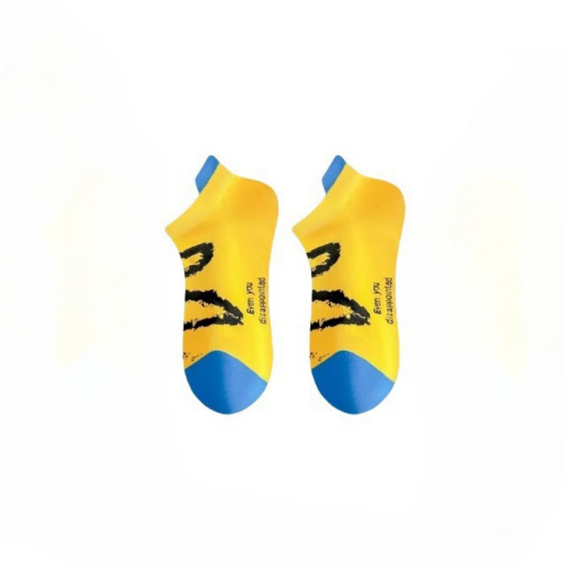 Plus Size Ink Brush Ankle Compression Socks(5 Pairs) - Yellow - EU36-44(US3-10) - image 6
