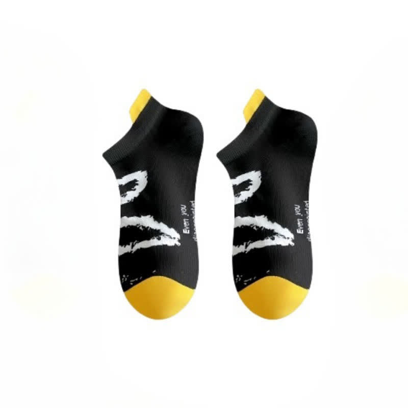 Plus Size Ink Brush Ankle Compression Socks(5 Pairs) - Black - EU36-44(US3-10) - image 5