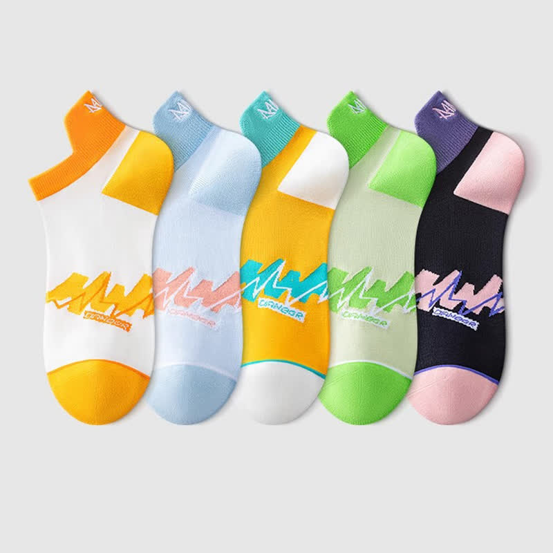Cotton Geometric Ankle Compression Socks(5 Pairs) - Multicolor - EU36-40(US3-7) - image 3