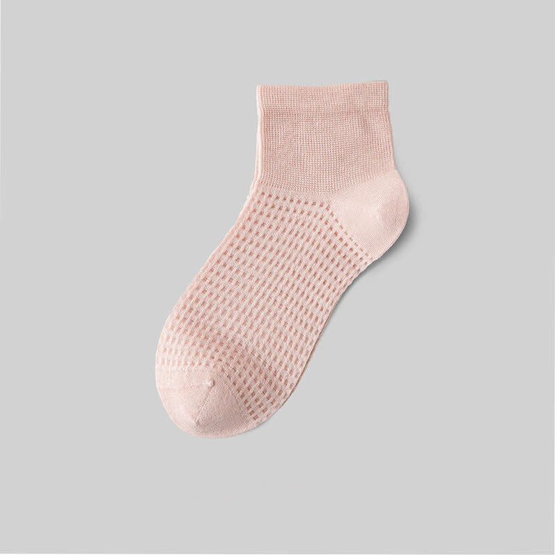 Mesh Breathable Mulberry Silk Ankle Socks(9 Pairs) - Light Pink - EU36-40(US3-7) - image 8