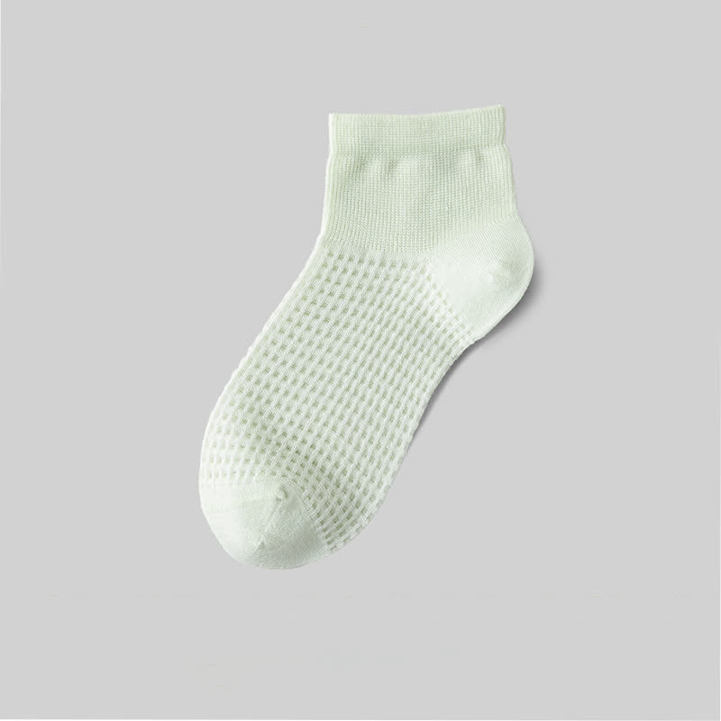 Mesh Breathable Mulberry Silk Ankle Socks(9 Pairs) - Light Green - EU36-40(US3-7) - image 12