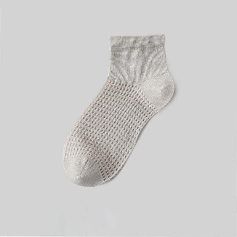 Mesh Breathable Mulberry Silk Ankle Socks(9 Pairs) - Grey - EU36-40(US3-7) - image 13