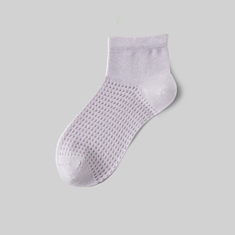 Mesh Breathable Mulberry Silk Ankle Socks(9 Pairs) - Light Purple - EU36-40(US3-7) - image 14