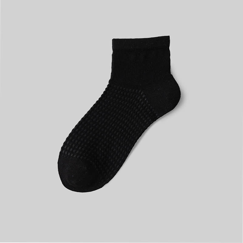 Mesh Breathable Mulberry Silk Ankle Socks(9 Pairs) - Black - EU36-40(US3-7) - image 5