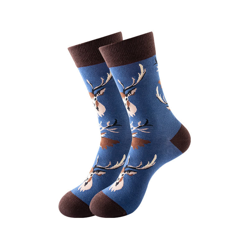 Animal Series Quarter Socks(6 Pairs) - Navy Blue&Brown - EU36-43(US3-9) - image 5