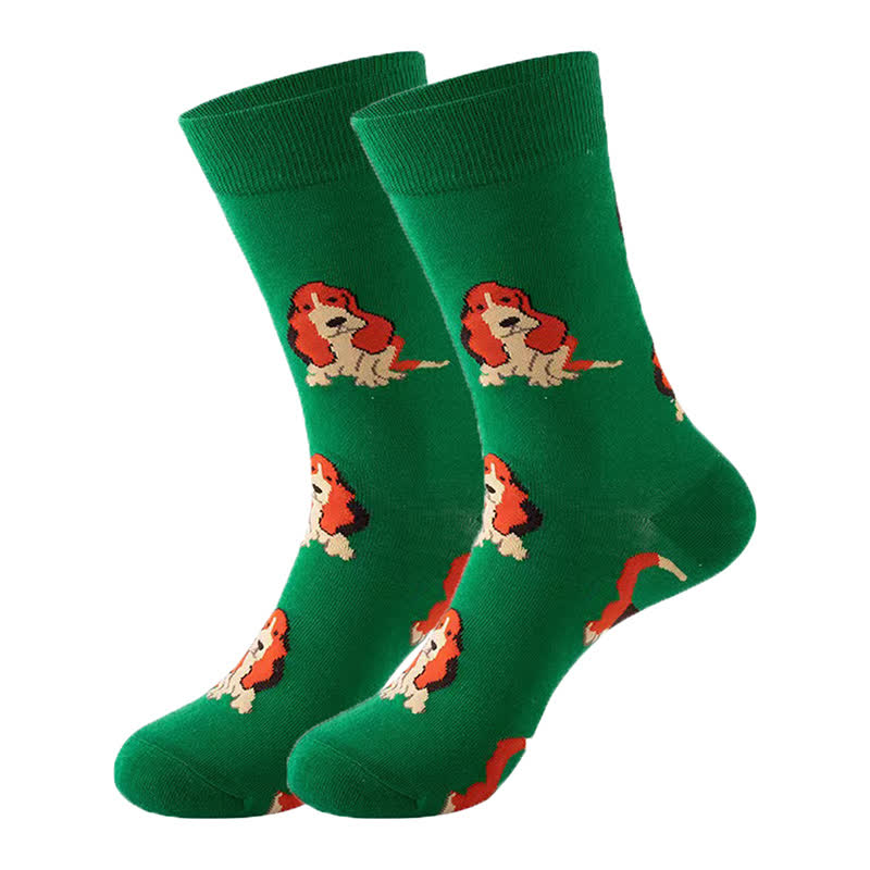 Cute Dog Series Quarter Socks(5 Pairs) - Dark Green - EU36-43(US3-9) - image 5