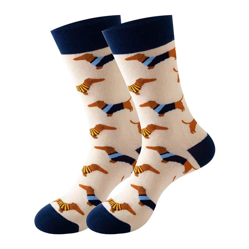 Cute Dog Series Quarter Socks(5 Pairs) - Beige - EU36-43(US3-9) - image 4