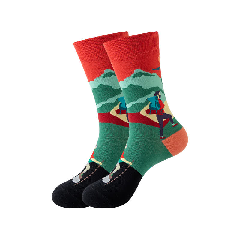 Outdoor Sports Print Series Quarter Socks(5 Pairs) - Orange - EU36-43(US3-9) - image 7