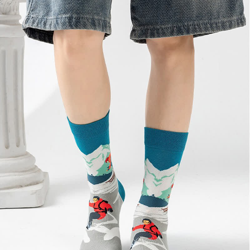 Outdoor Sports Print Series Quarter Socks(5 Pairs) - image 3