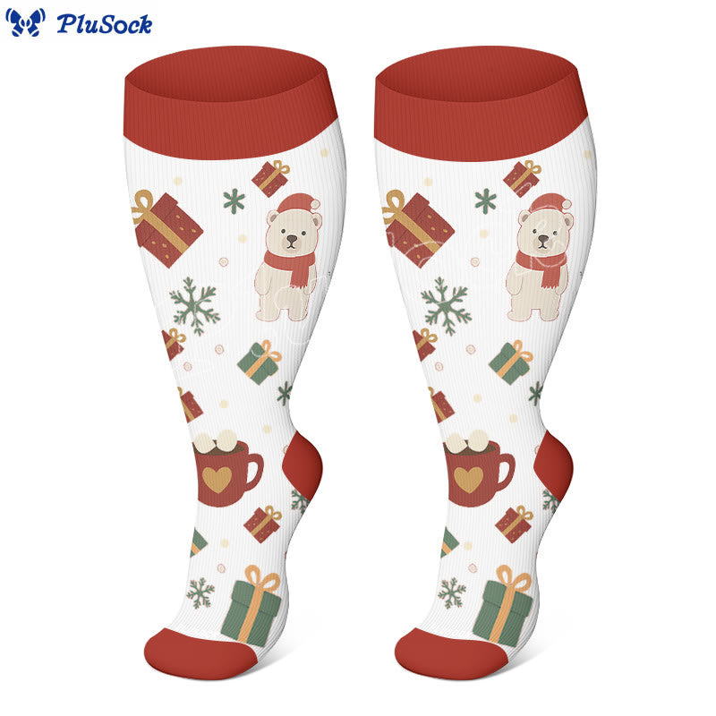 Plus Size Christmas Gnomes Birds Compression Socks - image 4