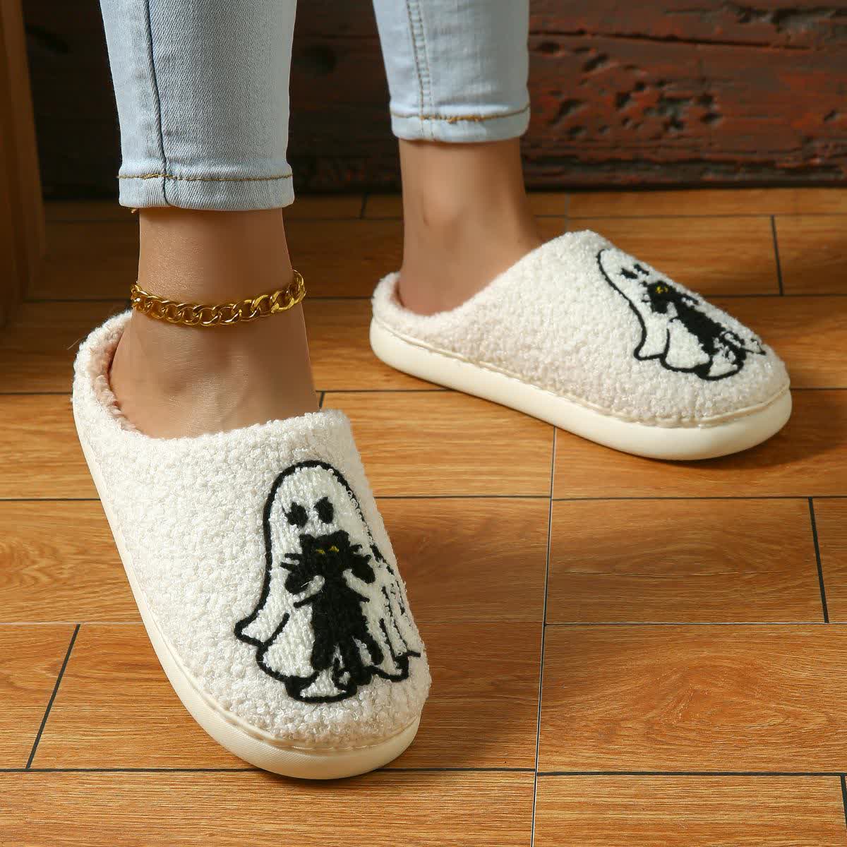 Plus Size Halloween Fun Ghost Slippers - image 3