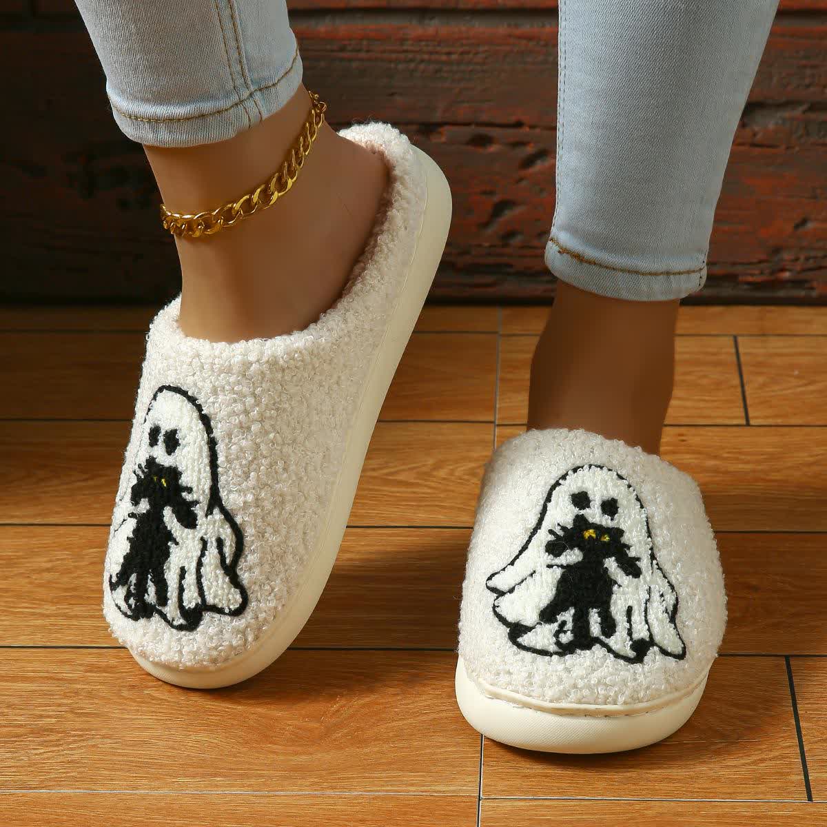 Plus Size Halloween Fun Ghost Slippers - image 2