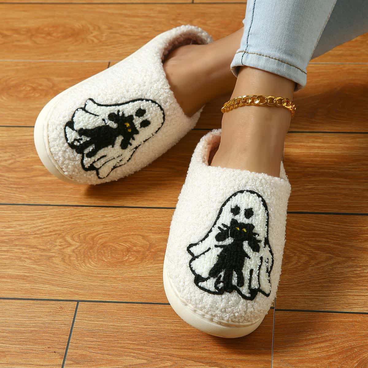 Plus Size Halloween Fun Ghost Slippers - image 4