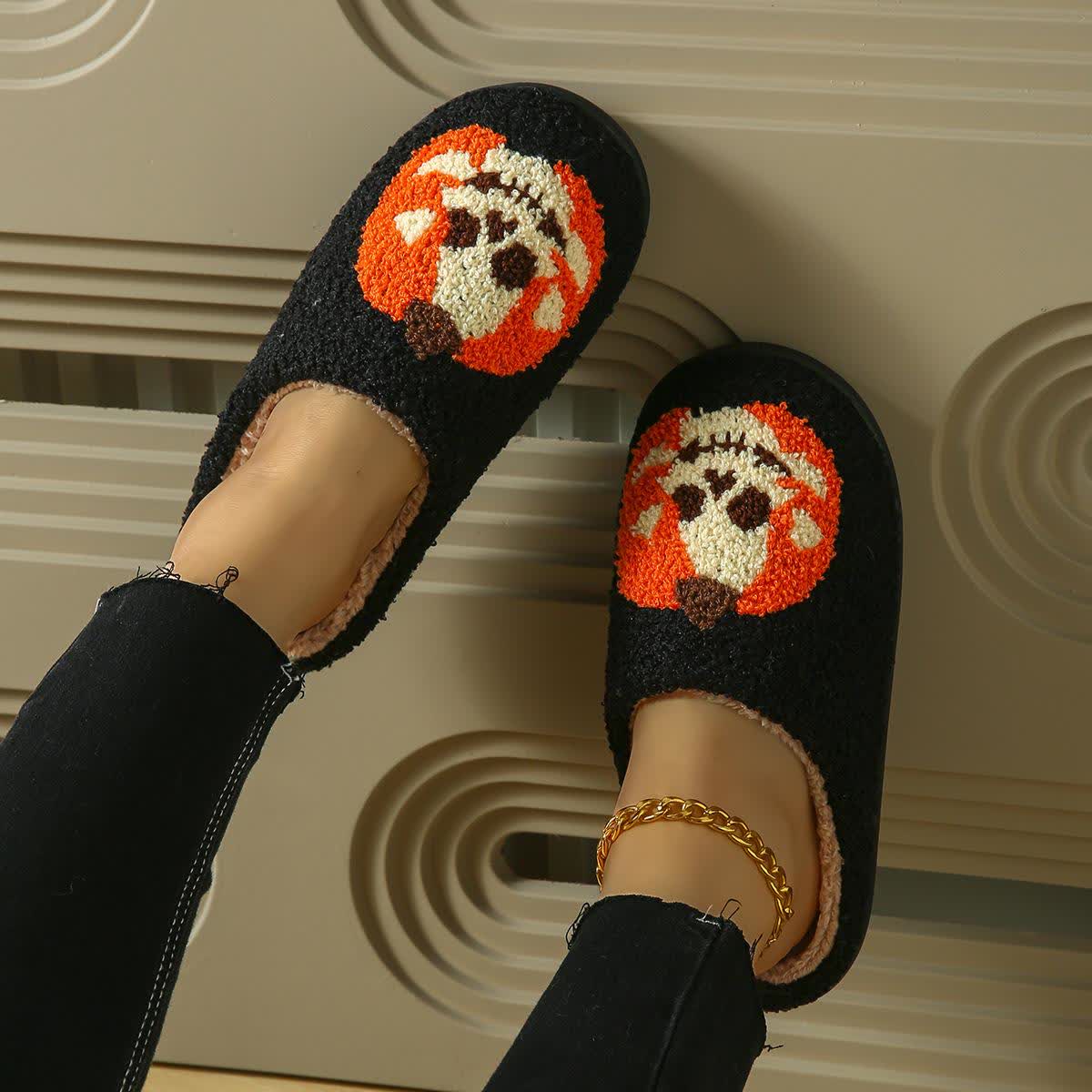 Plus Size Halloween Ghost Face Pumpkin Print Slippers - image 14