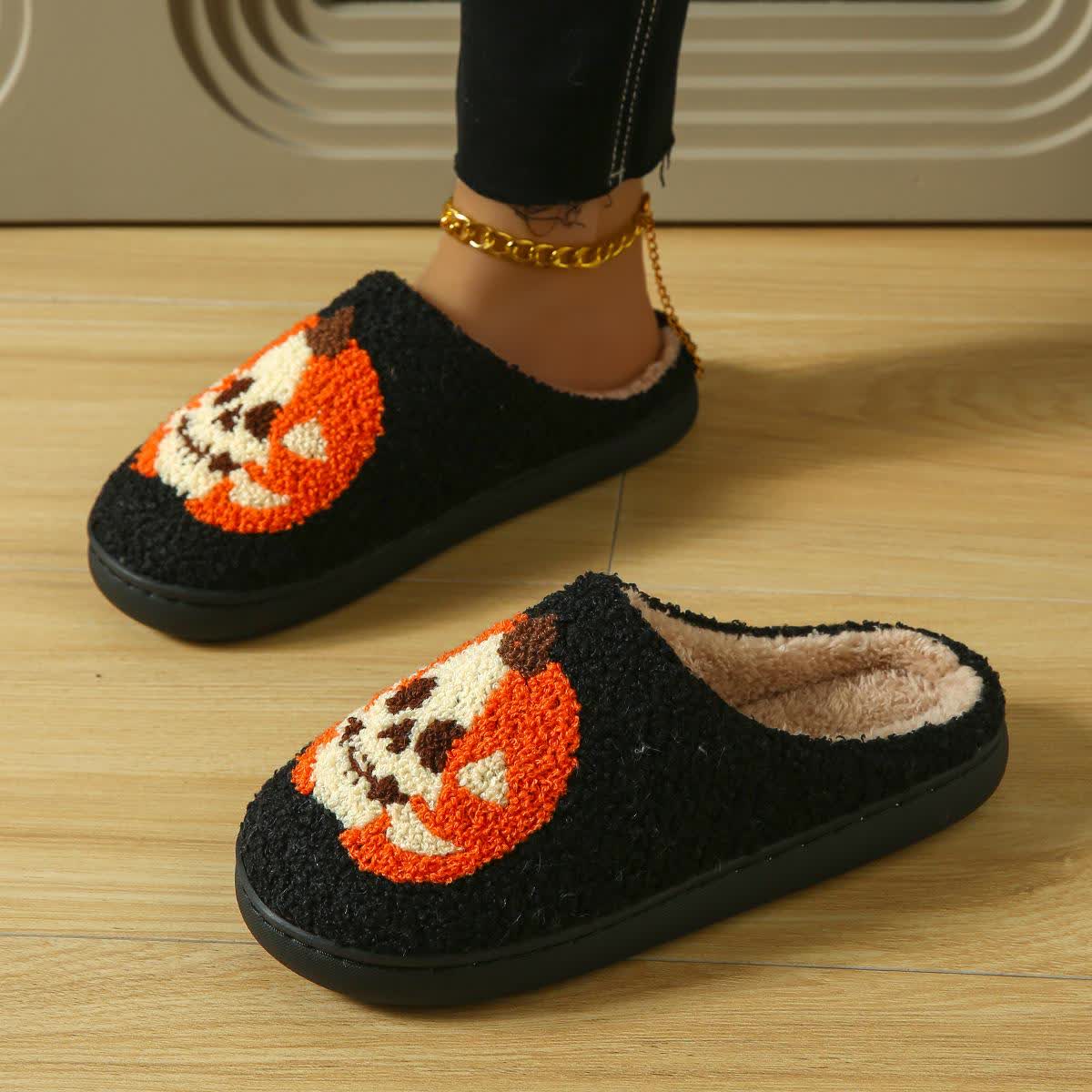 Plus Size Halloween Ghost Face Pumpkin Print Slippers - image 11