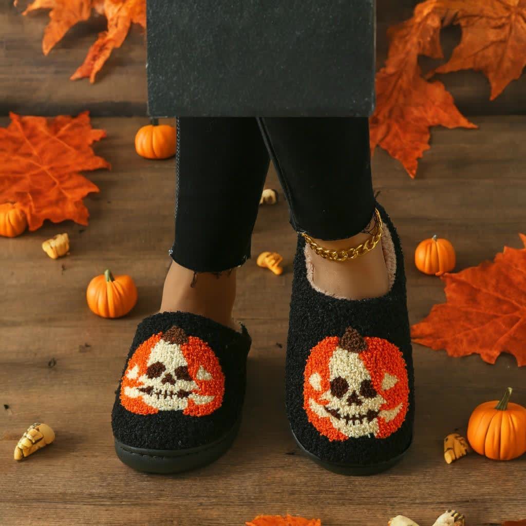 Plus Size Halloween Ghost Face Pumpkin Print Slippers - image 8