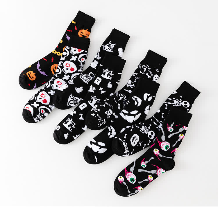 Plus Size Halloween Black Series Quarter Socks(8 Pairs) - image 4