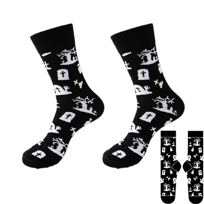 Plus Size Halloween Black Series Quarter Socks(8 Pairs) - Black - D - EU37-46(US4-12) - image 10