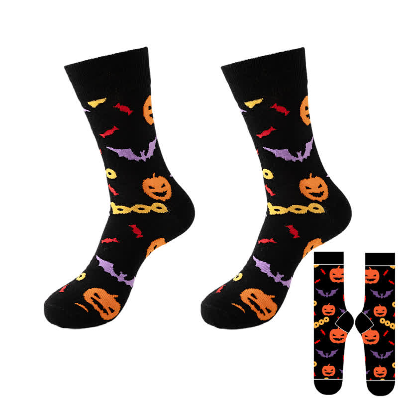 Plus Size Halloween Black Series Quarter Socks(8 Pairs) - Black - A - EU37-46(US4-12) - image 7
