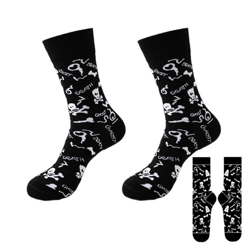 Plus Size Halloween Black Series Quarter Socks(8 Pairs) - Black - E - EU37-46(US4-12) - image 11