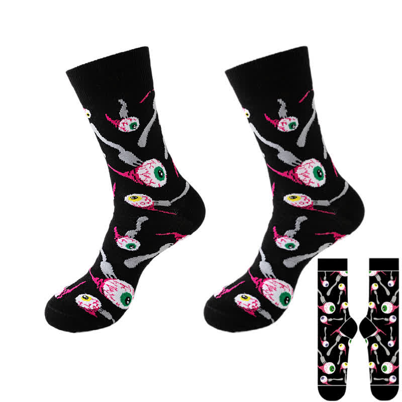 Plus Size Halloween Black Series Quarter Socks(8 Pairs) - Black - H - EU37-46(US4-12) - image 14