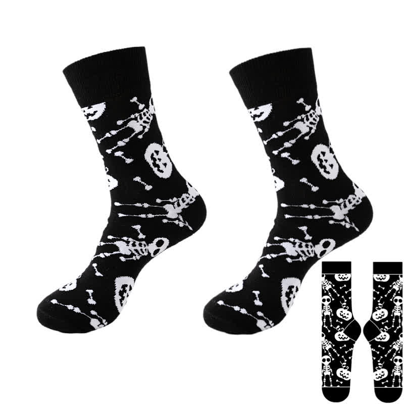 Plus Size Halloween Black Series Quarter Socks(8 Pairs) - Black - G - EU37-46(US4-12) - image 13