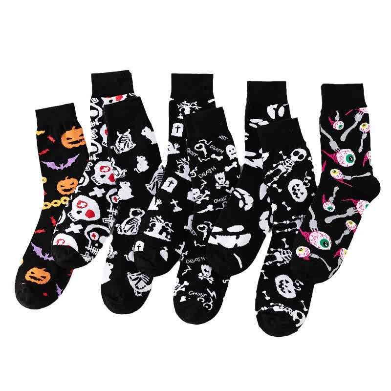 Plus Size Halloween Black Series Quarter Socks(8 Pairs) - Black - Set - EU37-46(US4-12) - image 3
