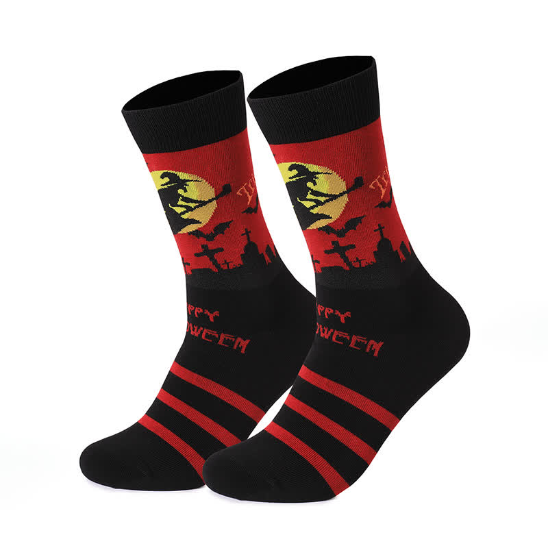 Plus Size Halloween Night Series Quarter Socks(5 Pairs) - Wine - EU37-46(US4-12) - image 4