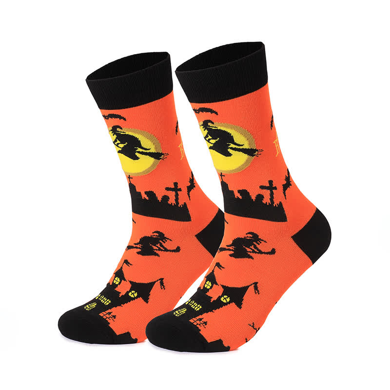 Plus Size Halloween Night Series Quarter Socks(5 Pairs) - Orange - EU37-46(US4-12) - image 10